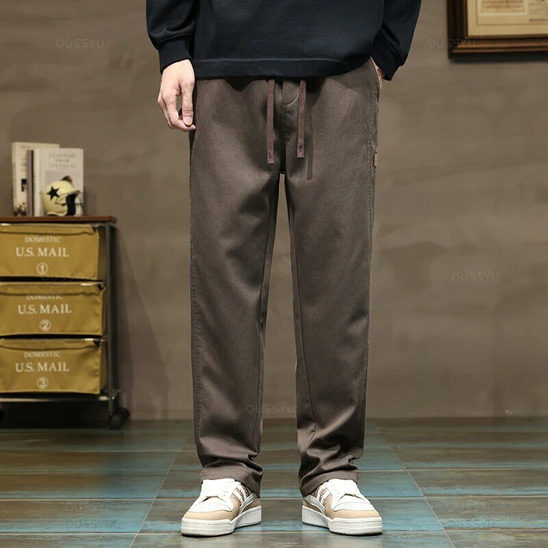 Pantalon en tissu Lyocell doux pour hommes, vêtements de marque, proximité droite At, wstring, taille élastique, décontracté coréen, fjPlus, taille 4XL