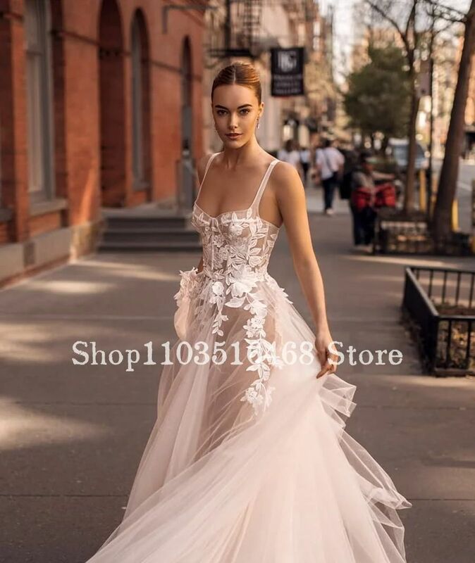 Gaun pernikahan selubung Halter seksi 2024 Applique mewah A-Line gaun pengantin khusus Bohemian Vestidos Novias Boda