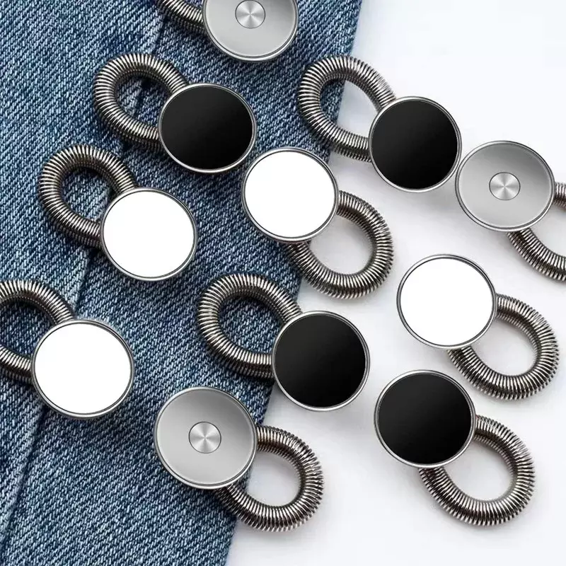 2Pcs Collar Extenders Metal Buttons Jeans Pants Waist Stretch Shirt Suit Tie Neck Expanders Flexible Lock Lengthen Buckle Gift
