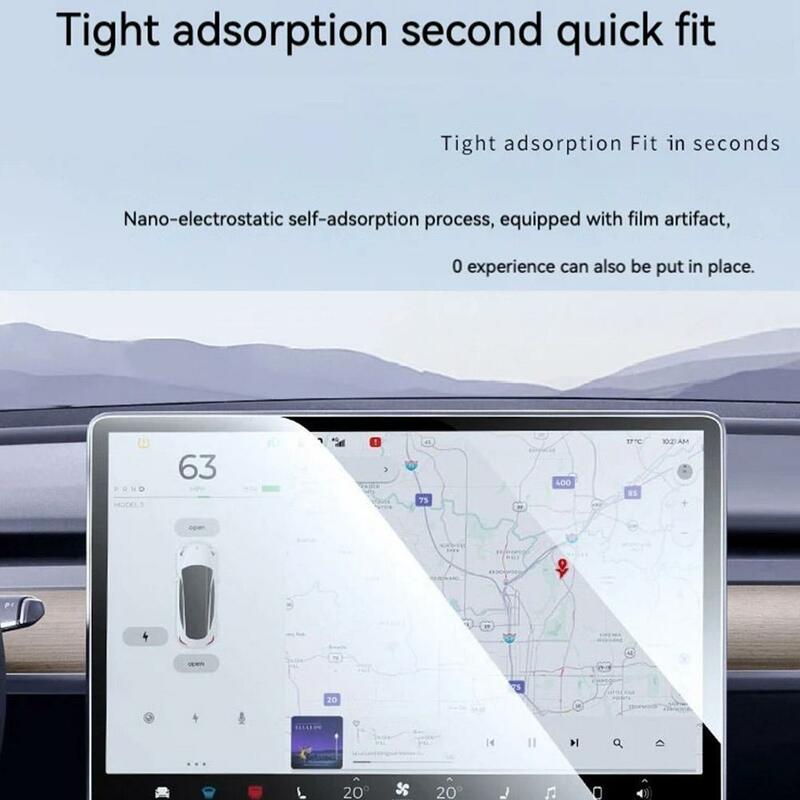 Baru untuk Tesla 2024 pelindung layar kaca antigores pelindung layar sentuh dasbor dengan alat Film HD Matte