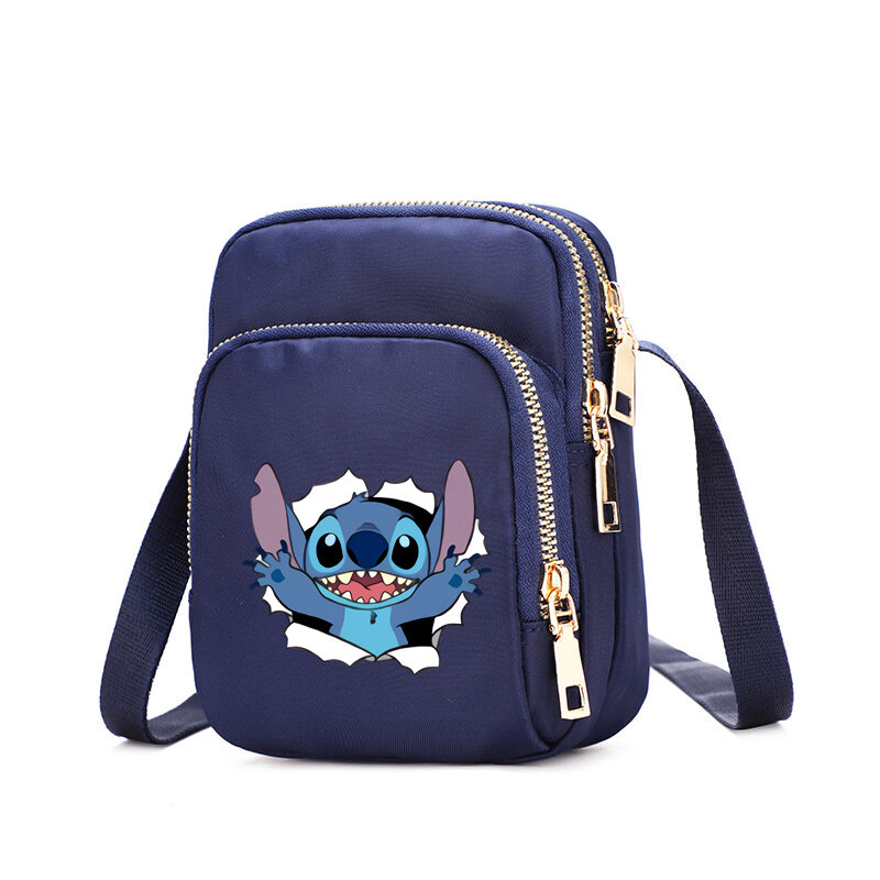 Disney Lilo & Stitch กระเป๋าสะพายคาดลำตัวมีซิปสำหรับผู้หญิงกระเป๋าถือผู้หญิงกระเป๋าสะพายไหล่กระเป๋าเล็กอเนกประสงค์ลายการ์ตูน