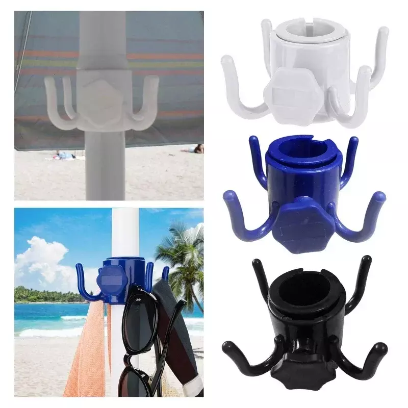 Durable Beach Umbrella Hanging Hook 4 Prongs Screw Lock ABS Towels Camera Bags Clothes Hanger Camping Holder Trip Clip