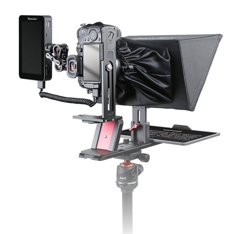 Teleprompter ze stopu aluminium Desview T12S 12,9-calowy wyświetlacz o wysokiej rozdzielczości do iPada Tablet Smartphone do kamery DSLR Camera