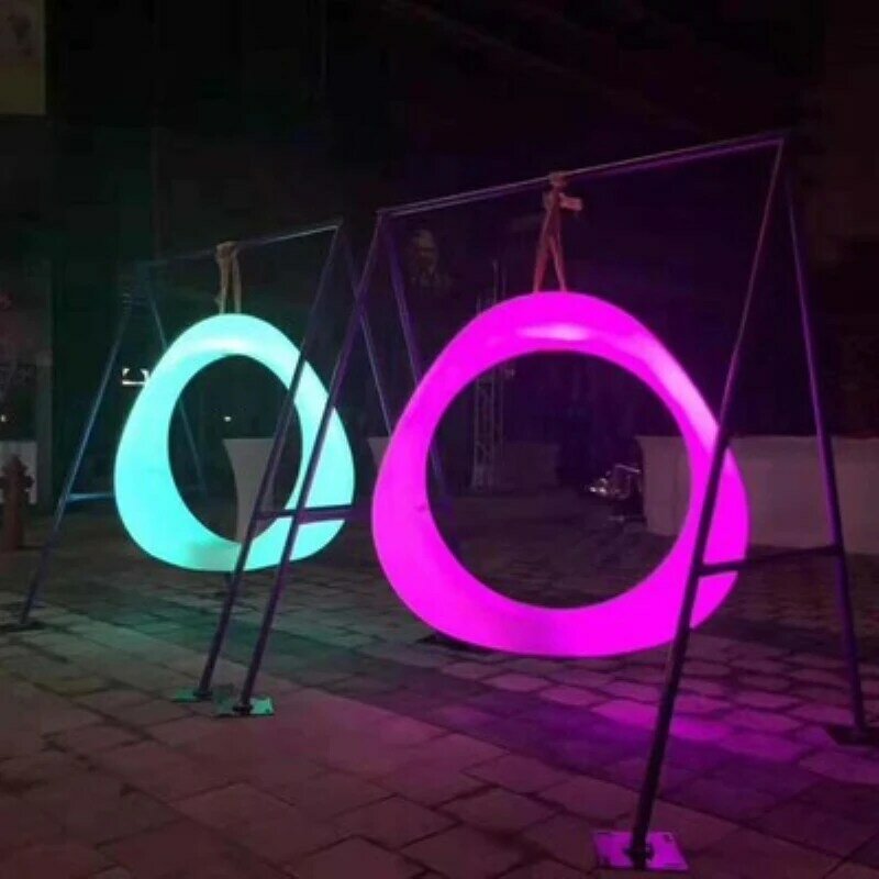 Luminous Ring Swings Decorative Park Illuminated Motif Heart Homestay Decoration Patio Swing Solar Lamp Hanging Chair