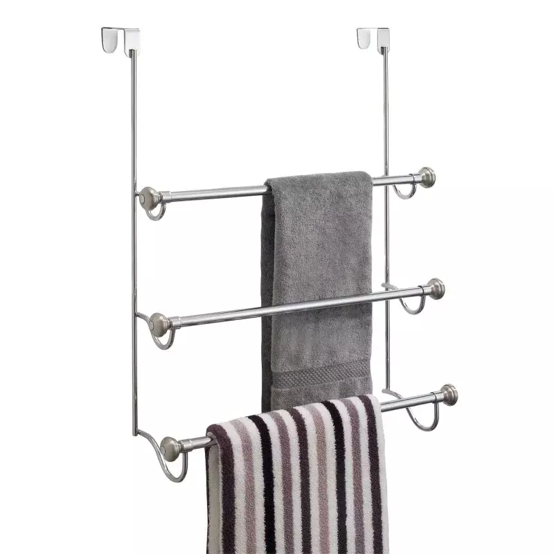 InterDesign York nad kabina prysznicowa wieszakiem na ręczniki do łazienki, chrom/szczotkowany