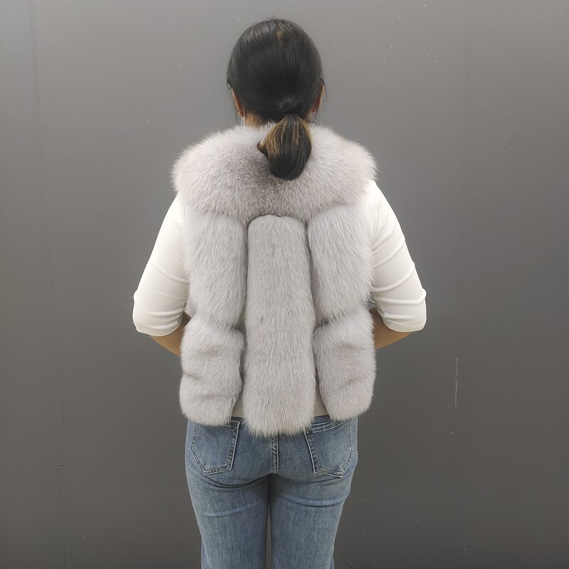 Chaleco de piel de zorro Real para mujer, abrigos de invierno, nuevo estilo