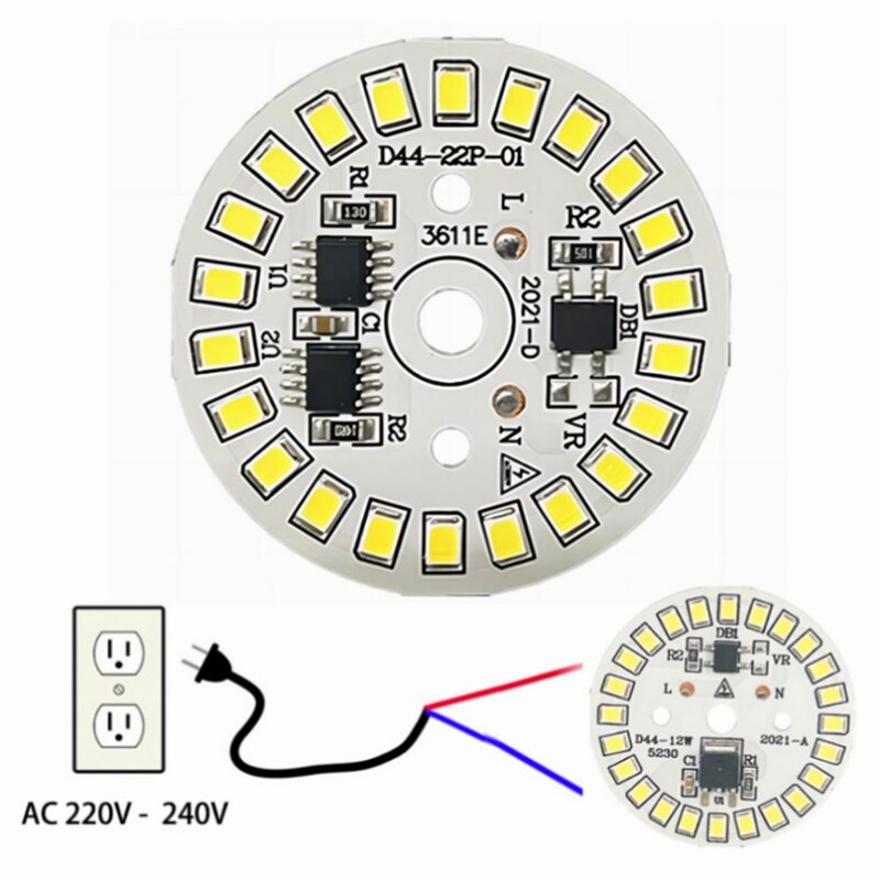 PaaMaa lámpara de parche de bombilla LED, placa SMD, módulo Circular, placa de fuente de luz para bombilla, CA de 220V, foco de Chip Led Downlight