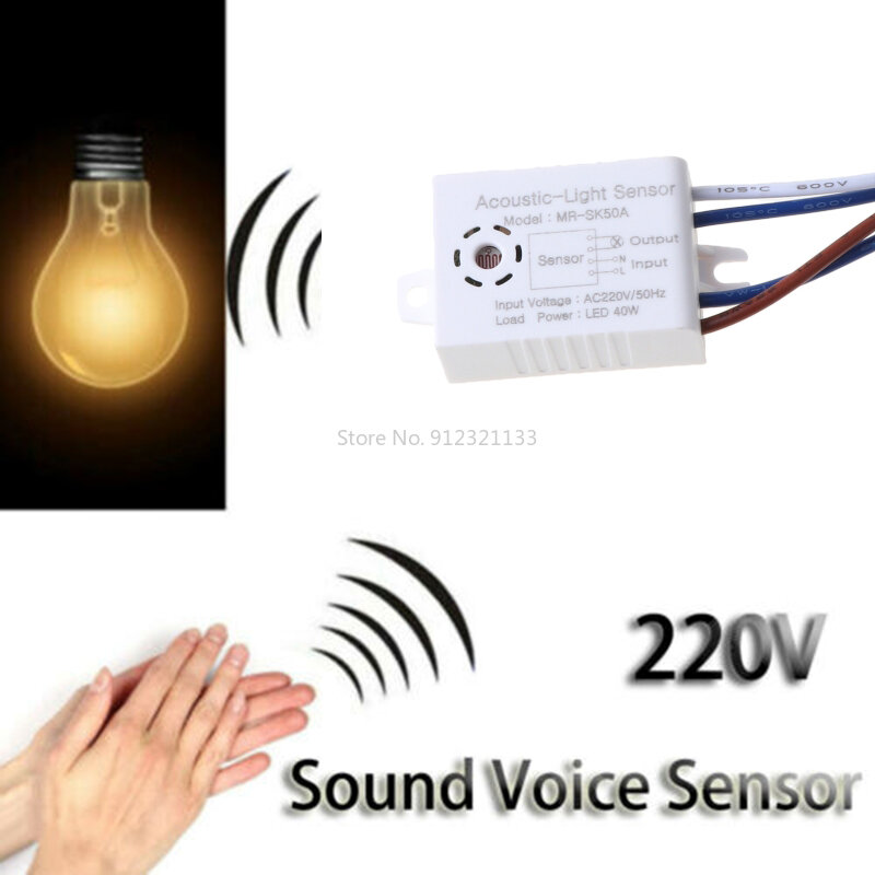 Sensor de luz inteligente para el hogar, Detector de sonido y voz, encendido y apagado automático, Control inteligente para pasillo, baño, almacén y escalera, 1 unidad