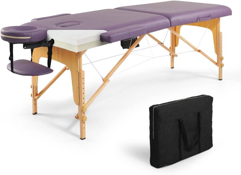 CAPHAUS-Mesa de Massagem Premium Memory Foam, Cama de Massagem Dobrável e Portátil, Cama Spa Ajustável em Altura, Berço Facial, 84"