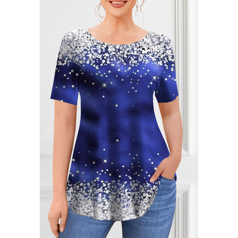 Kaus Wanita Baru Pakaian Musim Semi Pulover Kerah O Grafis Floral Atasan Lengan Pendek Streetwear Pakaian Besar Wanita 2023