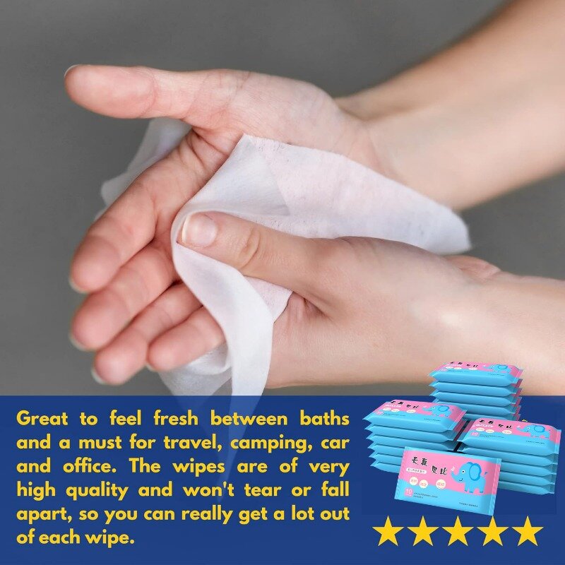 6 pack (60 pcs) of soothing wipes disposable hand and mouth wipes for on-the-go and travel portable wipes alcohol-free irritants