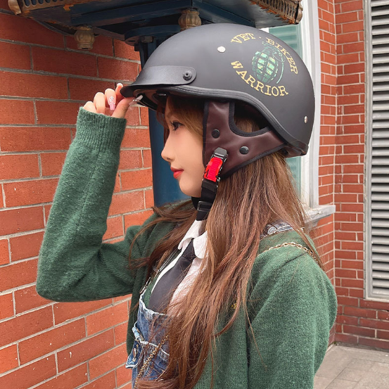 Мотошлем в стиле ретро с сертификацией DOT, всесезонные винтажные мотоциклетные шлемы, немецкий классический полулицевой шлем