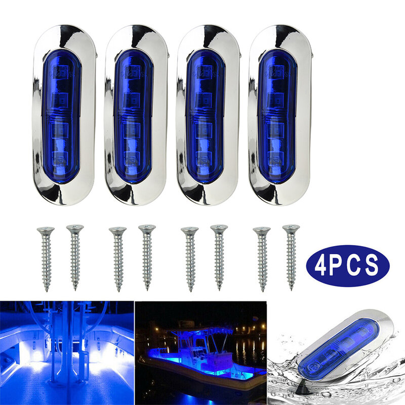 Lamp Marine Boat Truck Side Lights Walkway Stair Waterproof 12-24V 4 LED Accessories Courtesy Lights Replacement