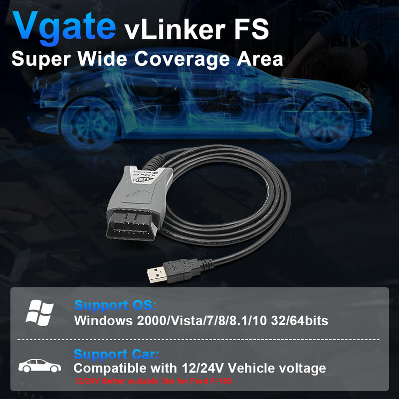 Vgate vLinker FS ELM327 alat pemindai diagnostik mobil, alat antarmuka pemindai diagnostik mobil untuk Ford FORScan HS MS dapat ELM 327 OBD 2 OBD2