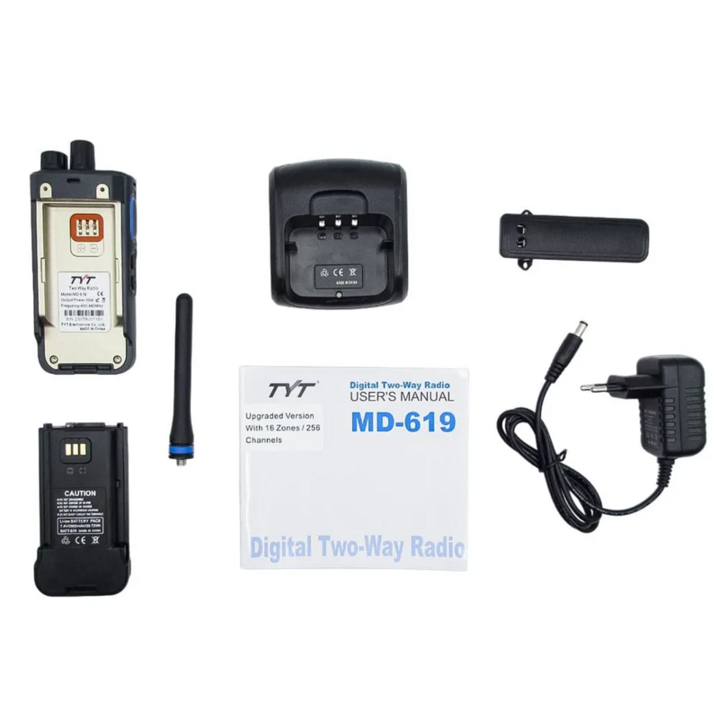 Tyt-walkie-talkie md-619 aes256 md619, fácil de falar, longa distância, tipo c bateria, digital, portátil