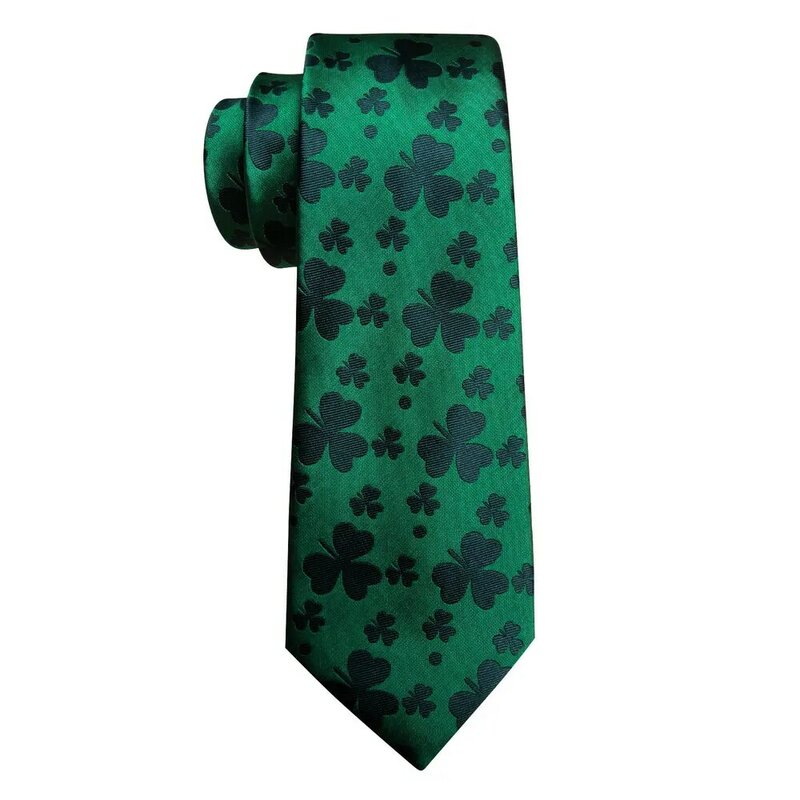Classic Green Black Men's Tie With Pocket Square Cufflink Sets New Silk Floral Necktie For Male Formal Designer Party Barry.Wang