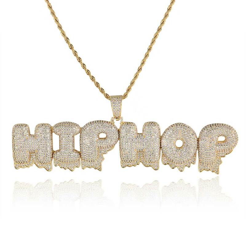 Hip Hop Rapper Rock Fashion Jewelry Full Pave Diamond Iced Out Custom Name Letter Pendant Necklace For Women