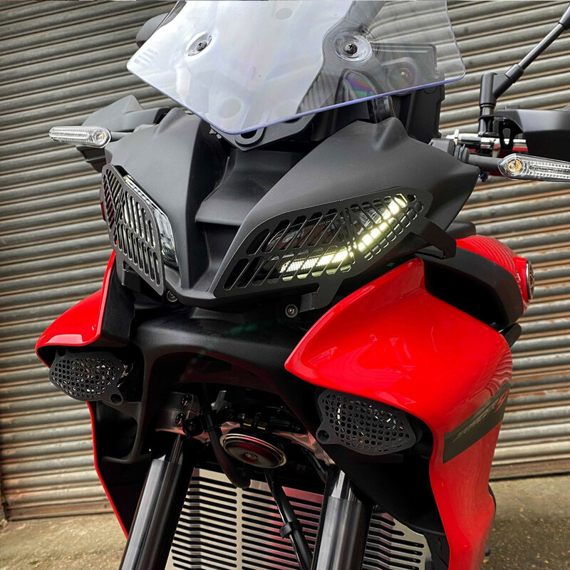 Motocicleta Head Light Proteção Grill Capa, Faróis de proteção, Preto fosco, Yamaha Tracer 9, Tracer9 GT, 2021, 2022
