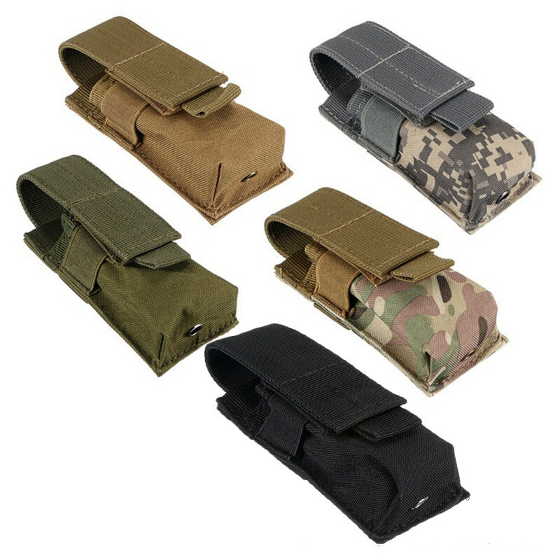 Tactical Magazine Pouch Military Single Pistol Mag Bag Molle Outdoor Hunting Knife Holster Flashlight Pouch Torch Holder Case