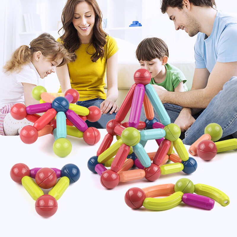 Волшебные магнитные строительные блоки, игрушечный Магнитный Строительный набор, магнитные шарики, палочки, игры Монтессори, обучающие игрушки для детей