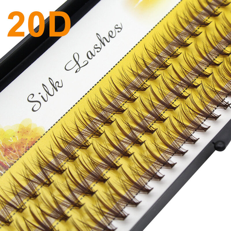 New Models 3D Volume Brown Hand Made Silk 20D/30D Individual Cluster Eyelashes Extension Natural  Mink Lashes Soft