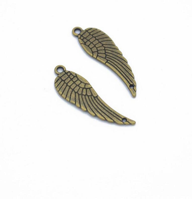 30pcs Charms Double Sided Angel Wings 30x10mm Tibetan Silver Color Pendants Antique Jewelry Making DIY Handmade Craft F0355