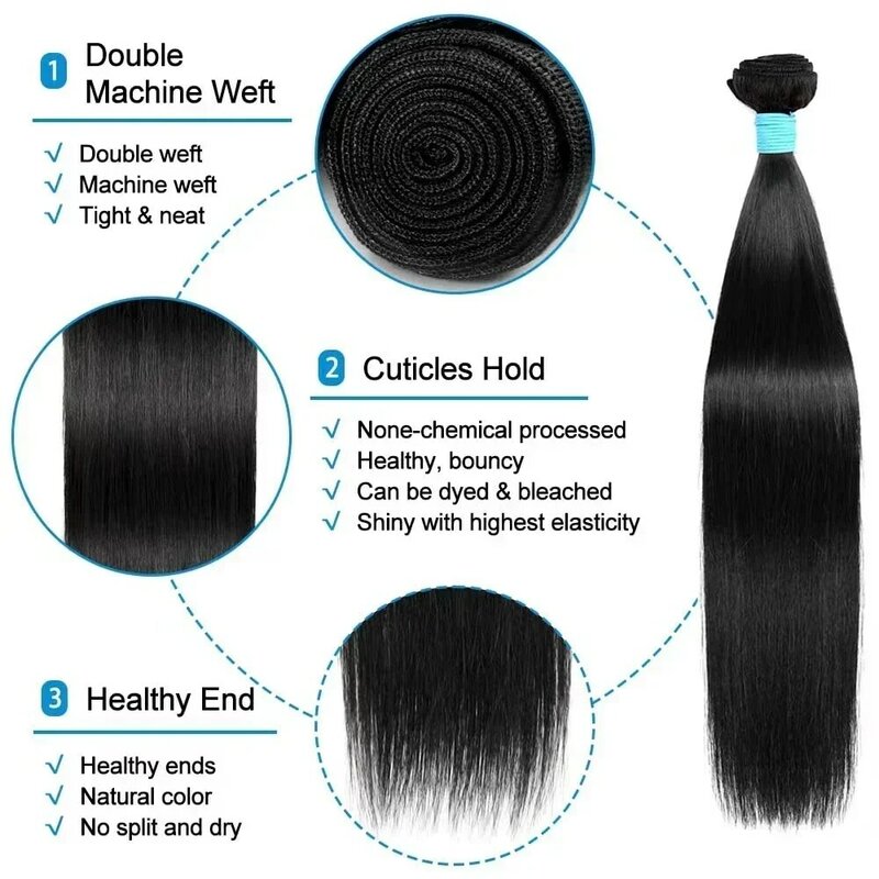10A Straight Bundles Human Hair Unprocessed Brazilian Virgin Straight Human Hair Weave Bundles Natural Black Hair Extensions