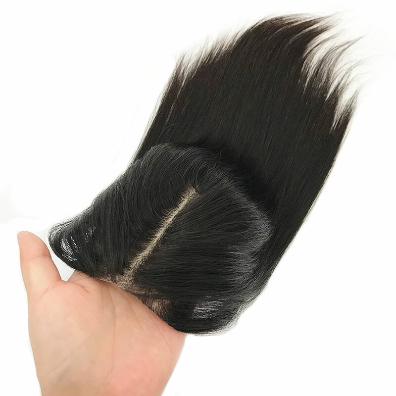 Seide gerade Seide Basis Frauen Topper Haar teile 7x10cm jungfräuliches menschliches Haar 8-16 Zoll Clips in Haar teilen für Frauen