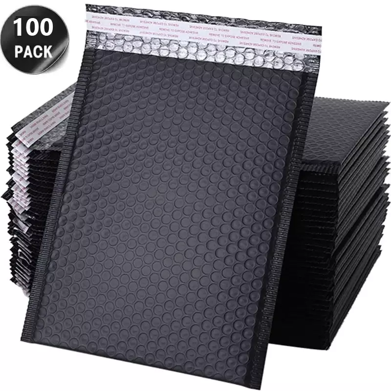 Mailers 100 Business Pcs Bubble Package Bag Bags Ziplock Anti-extrusion Packaging Gifts Black for Envelopes Jewelry Waterproof