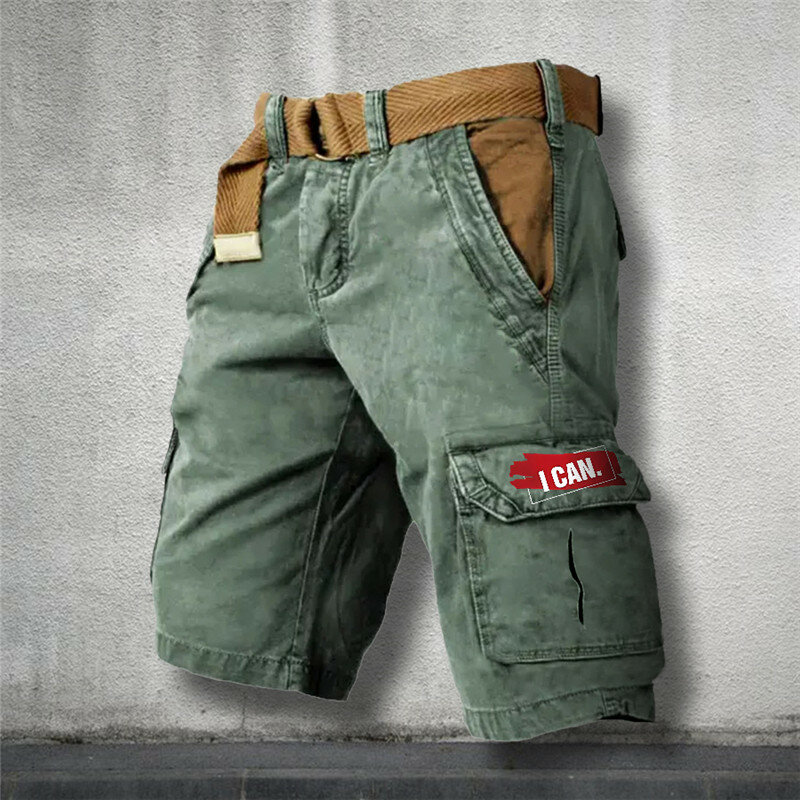 Japanese workwear shorts are fashionable, handsome, and versatile. Large size men's loose and handsome denim workwear shorts