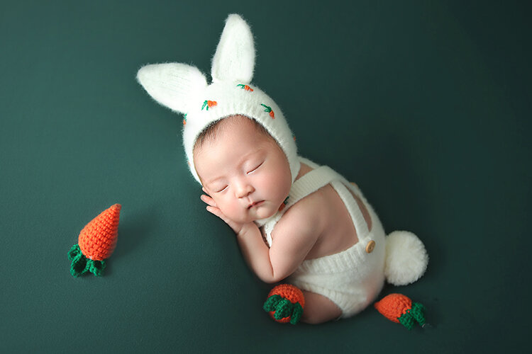 Accesorios de fotografía para recién nacidos, traje de bebé, sombrero de conejo, ropa de lana, accesorios de tiro para fotografía