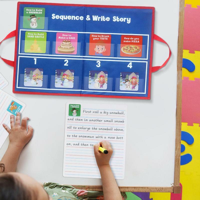 Set di carte di sequenziamento gioco di carte di storia per bambini costruzione di frasi per bambini tabella tascabile di sequenziamento dell'aiutante della comunità