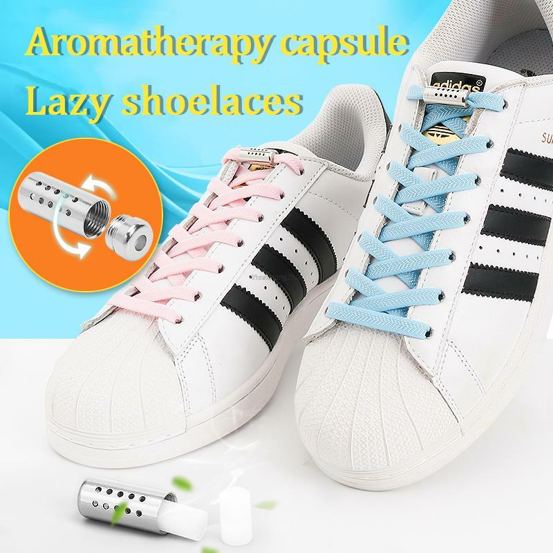 Aroma ยืดหยุ่น Tali Sepatu Kets Anti-กลิ่นไม่มี Tie Shoelaces รองเท้า Laces ไม่มี Ties เด็กผู้ใหญ่เชือกผูกรองเท้ายางสำหรับรองเท้า