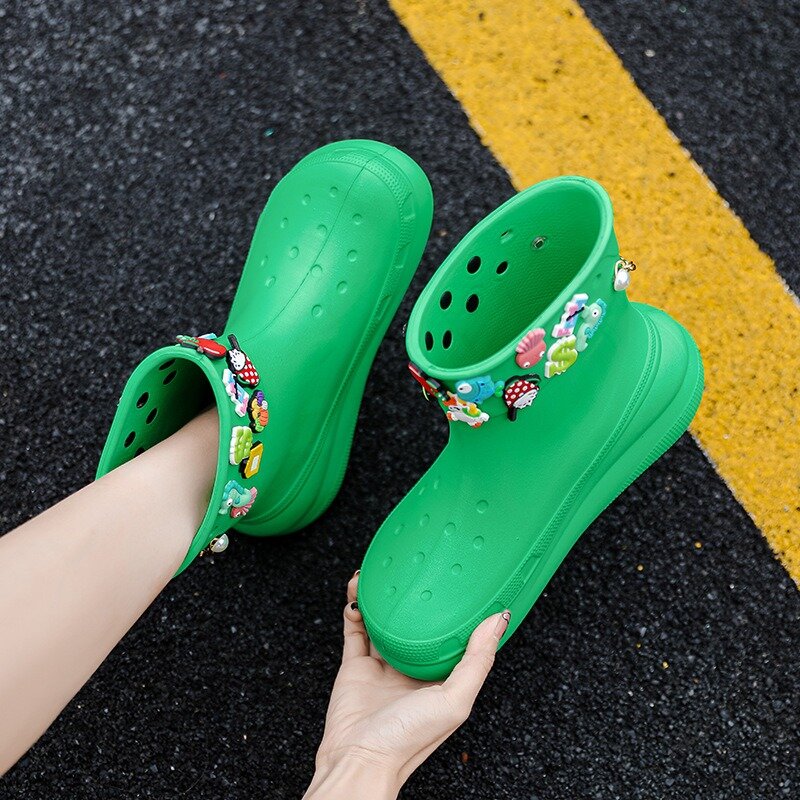 女性のための韓国のジョーカーレインブーツ,厚い靴底,滑り止め,かわいい,ファッショナブル,新しい,夏