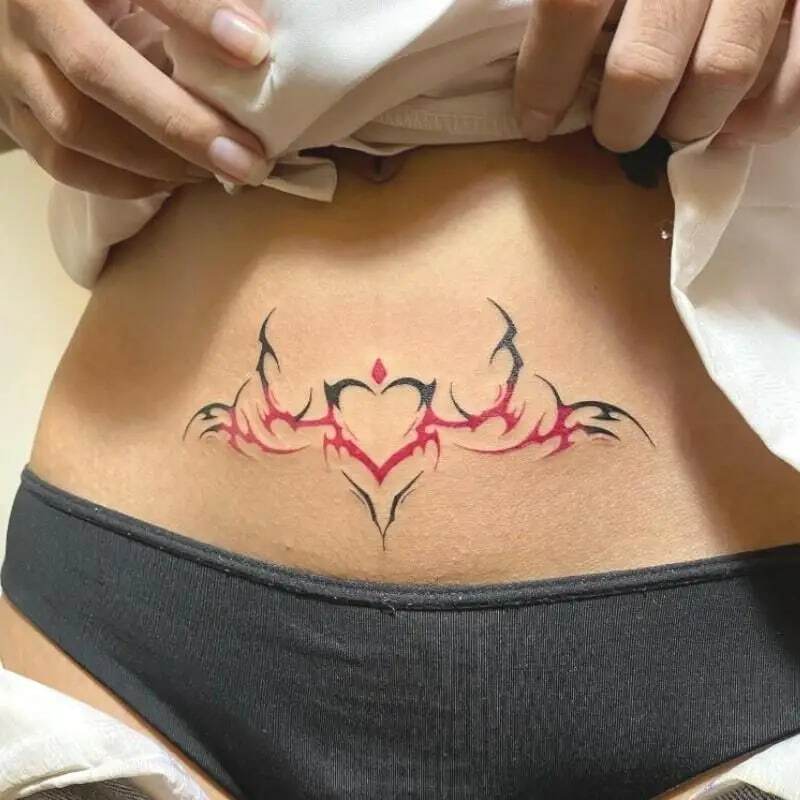 Sexy tatuagem súcubo adesivo definido para mulheres, tatuagem falsa duradoura para hotwife, tatuagem temporária, arte do abdômen, tatuagem impermeável