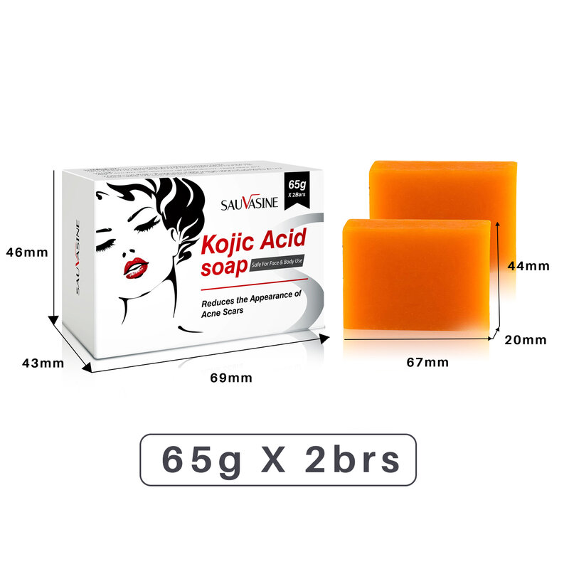 Kojic Acid Whitening Soap 2 PCS Kit Handmake Reduce Drak Spot Melasma Deep Clean Brightening Skin Lightening Smooth Moisturized