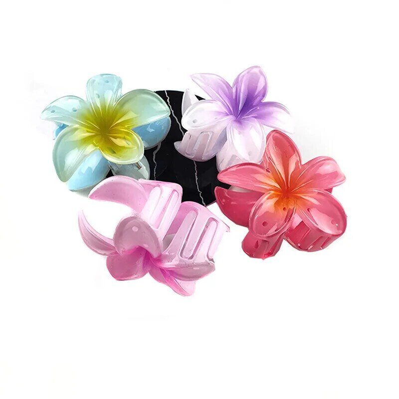 Hair Flower Clip Clips Hawaiian Plumeria Beach Flowers Claw Barrettes Accessories Barrette Kids Colorful Women Piece Artificial
