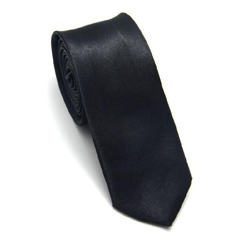 Corbatas sólidas de 5cm para hombre y mujer, corbatas estrechas de poliéster, negro, dorado y rosa, accesorios de camisa informales coloridos para uso diario