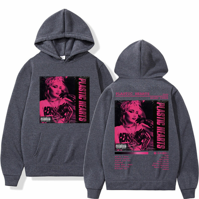 Sänger Miley Cyrus Musik album doppelseitige Grafik Hoodie Mode Rock übergroße Sweatshirts Männer Frauen Hip Hop Vintage Pullover