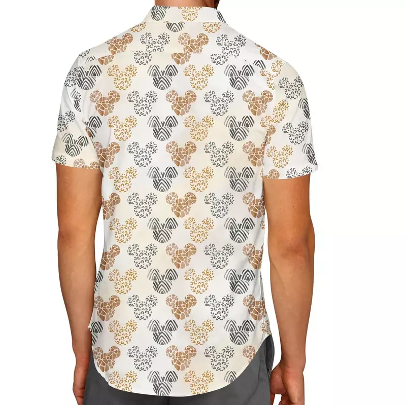 Safari Mickey Ears Hawaiian shirt Disney Animal Kingdom Inspired Men's Button Down Short-Sleeved Shirt in men casual beach shirt