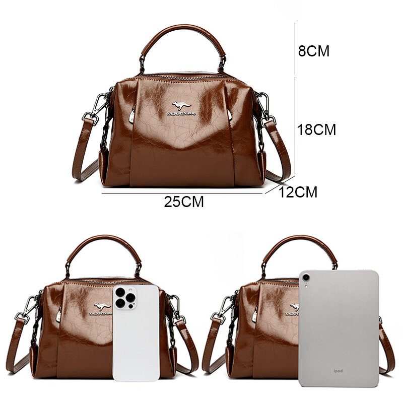 Genuine Leather Handbag Brand 2024 Crossbody Shoulder Bags For Women Famous Designer Sac A Main Purses And Casual Tote Bag Bolsa