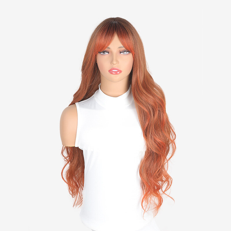 SNQP 80cm Center-parted Curly Hair New Stylish Hair Wig for Women Daily Cosplay Party Heat Resistant High Temperature Fiber