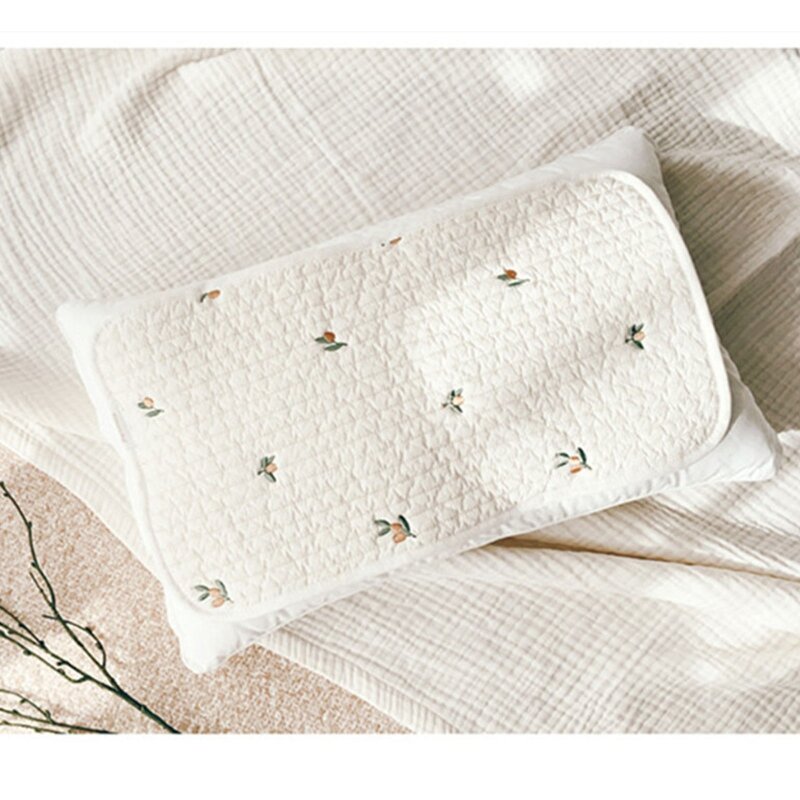 Toalla de almohada para bebé, bordado, transpirable, absorbente de sudor, de algodón, a prueba de polvo