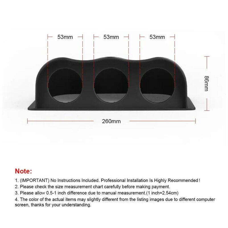 Zwarte Drievoudige Dashboard Meter Pod Voor Eenvoudige Installatie En Brede Applicatie Stevige En Duurzame Abs