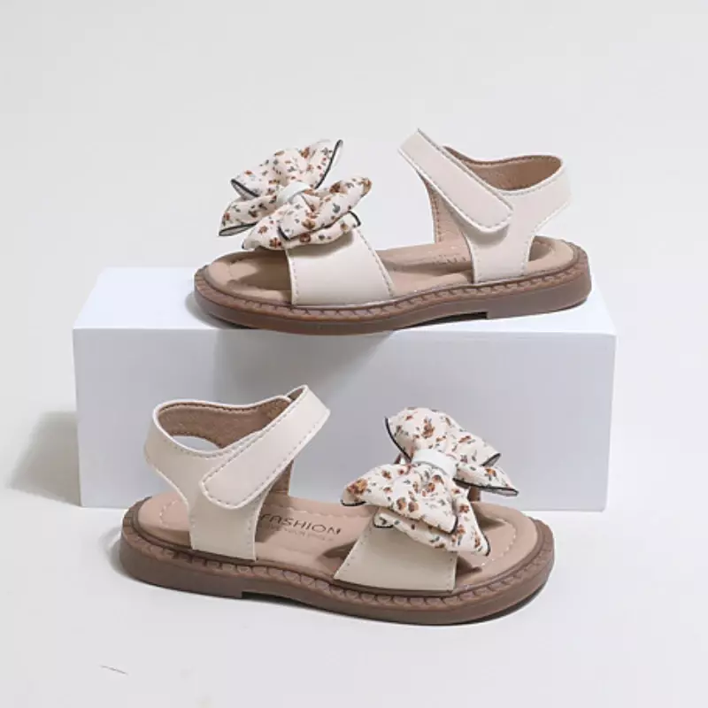Sandalias planas de Punta abierta para niñas pequeñas, zapatos de princesa, informales, a la moda, versátiles, de verano