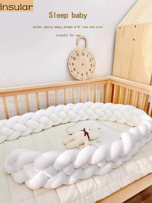 Cuatro partes de circunferencia de cama para bebé, cojín de almohada, cuna trenzada, Protector de cuna de bebé, adivinación de Trenza para cama de bebé, 2M, 2,5 M, 3M