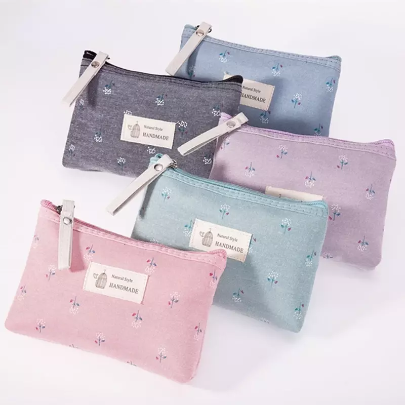 New Flower Print Canvas Women Makeup Bag Toiletries Organize Zipper Bag Travel Wash Pouch Cosmetic Bag Female Make Up Bag