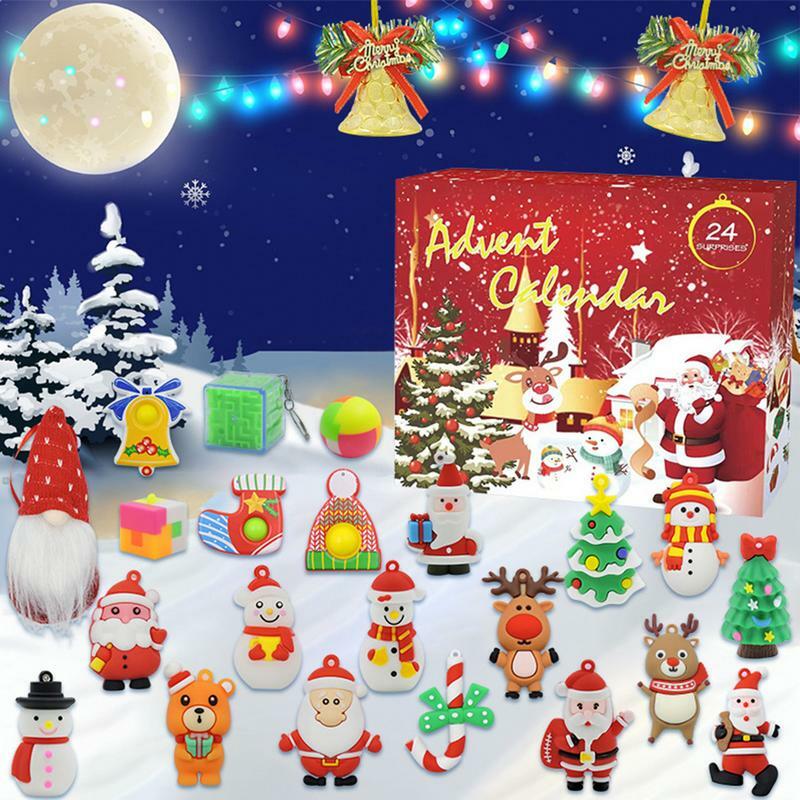 Weihnachten Blind Box 24 Tage Schlüssel bund Anhänger Spielzeug Advents kalender Überraschung geschenk Weihnachten Advents kalender sensorische Spielzeuge