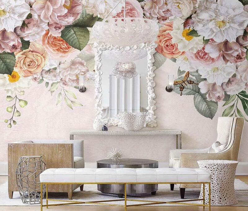 Papier peint panoramique 3D motif roses, peinture à l'huile sur mesure, pour salon, chambre à coucher, bureau, photo, décoration de maison