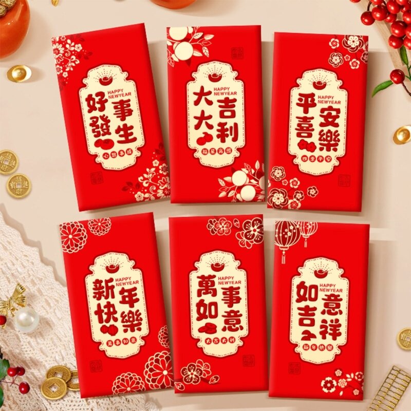 Праздничные красные конверты 2024, новогодний подарок, денежный пакет, счастливые денежные конверты, Прямая доставка
